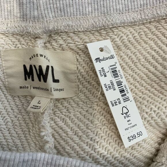 Madewell MWL Heather Gray Airyterry Stitched Pocket Sweat Shorts - Picture 6 of 8